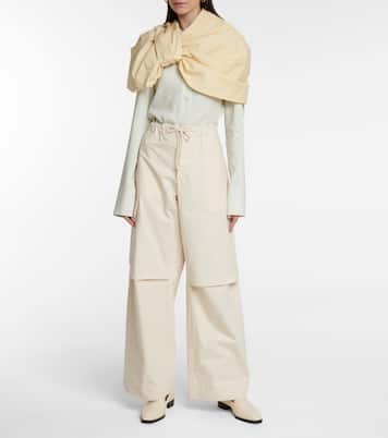 Pantalon cargo ample à taille haute en coton | Jil Sander