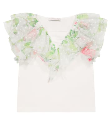 Bedrucktes T-Shirt mit Tüllbesatz | Monnalisa