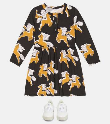 Printed cotton-blend dress | Mini Rodini