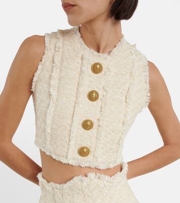 Top raccourci en coton mélangé | Balmain
