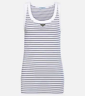 Tank top en jersey de algodón a rayas | Prada