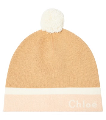 Berretto in cotone e lana con logo | Chloé Kids