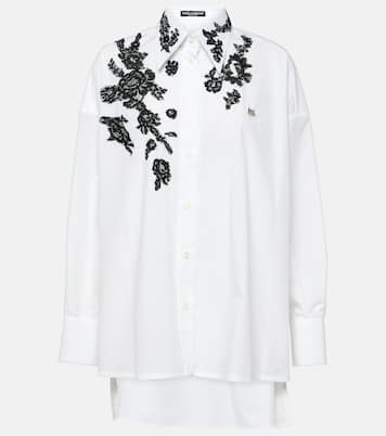 Hemd aus Baumwollpopeline mit Spitze | Dolce&Gabbana