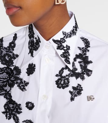 Hemd aus Baumwollpopeline mit Spitze | Dolce&Gabbana