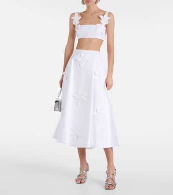 Jupe midi en coton à fleurs | Valentino