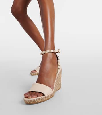Sandali espadrillas Rockstud 105 in pelle | Valentino Garavani