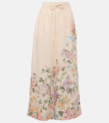 Pantalon ample Halliday en lin à fleurs | Zimmermann
