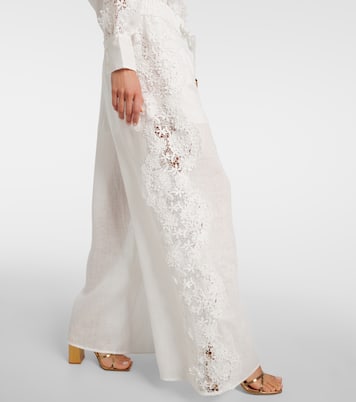 Pantaloni a gamba larga Halliday in lino con pizzo | Zimmermann