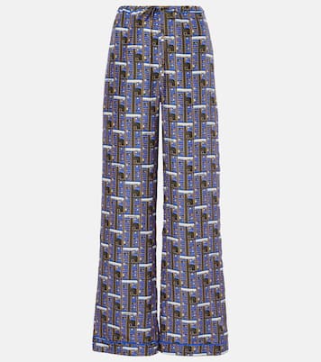 Pantaloni regular in seta a quadri | Burberry