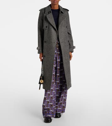 Pantaloni regular in seta a quadri | Burberry