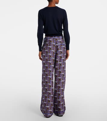 Pantaloni regular in seta a quadri | Burberry