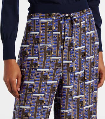 Pantaloni regular in seta a quadri | Burberry