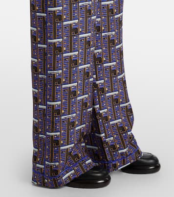 Pantaloni regular in seta a quadri | Burberry