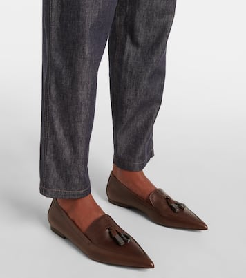 Mocassini in pelle con monili | Brunello Cucinelli
