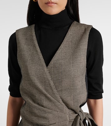 Adige houndstooth wool-blend wrap top | Max Mara