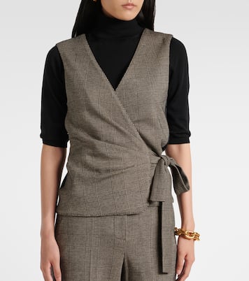 Adige houndstooth wool-blend wrap top | Max Mara