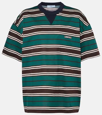 T-shirt in jersey di cotone a righe | Prada
