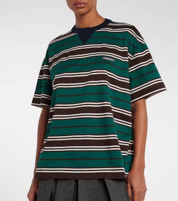T-shirt in jersey di cotone a righe | Prada