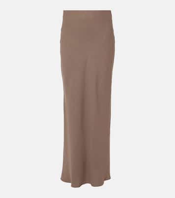 High-Rise-Maxirock aus Twill | Brunello Cucinelli