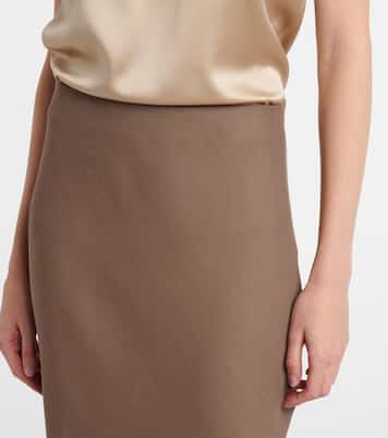 High-Rise-Maxirock aus Twill | Brunello Cucinelli