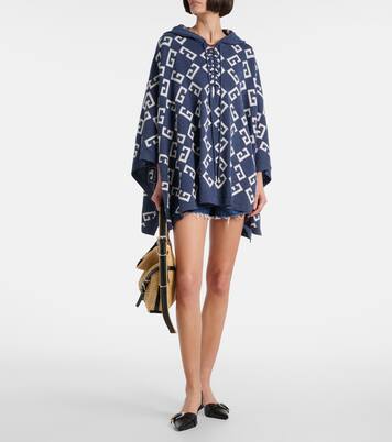 Poncho Monogram 72 in jacquard di cashmere e cotone | Givenchy