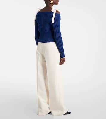 Cardigan in cotone e lana con fiocco | Carolina Herrera