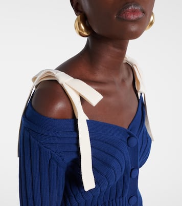 Cardigan in cotone e lana con fiocco | Carolina Herrera