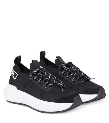 Embossed logo leather-trimmed sneakers | Dolce&Gabbana Kids