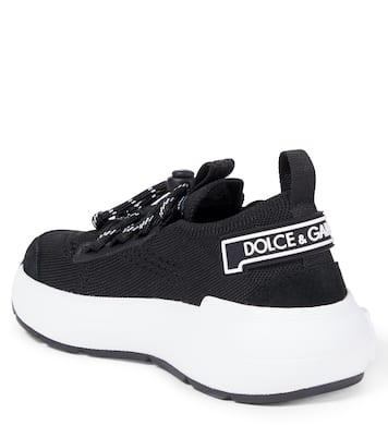 Embossed logo leather-trimmed sneakers | Dolce&Gabbana Kids