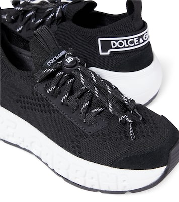 Embossed logo leather-trimmed sneakers | Dolce&Gabbana Kids