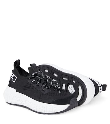 Embossed logo leather-trimmed sneakers | Dolce&Gabbana Kids
