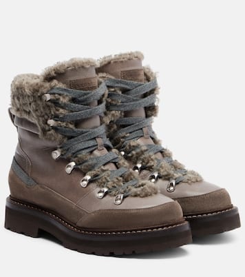 Shearling-lined leather ankle boots  | Brunello Cucinelli
