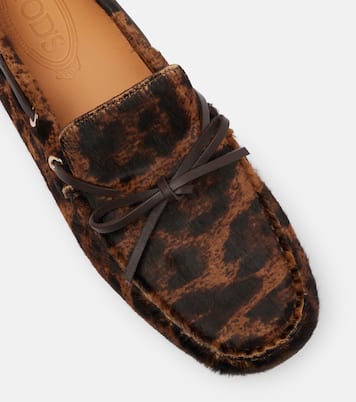 Gomma leopard-print calf hair boat shoes | Tod's