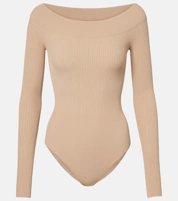 Ribbed-knit off-shoulder bodysuit | Alaïa