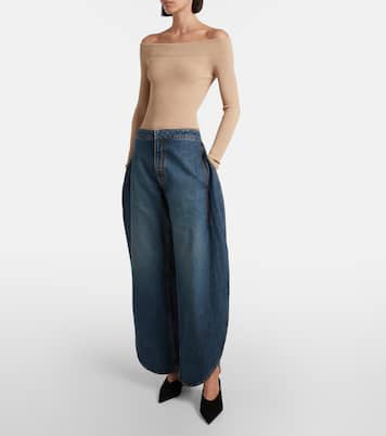 Ribbed-knit off-shoulder bodysuit | Alaïa