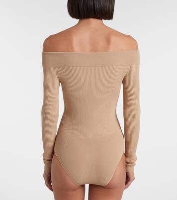 Ribbed-knit off-shoulder bodysuit | Alaïa