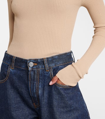 Ribbed-knit off-shoulder bodysuit | Alaïa