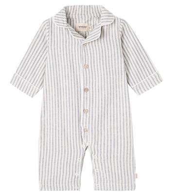 Baby Lennie striped cotton onesie | Wheat