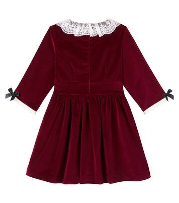 Eva lace-trimmed cotton velvet dress | La Coqueta