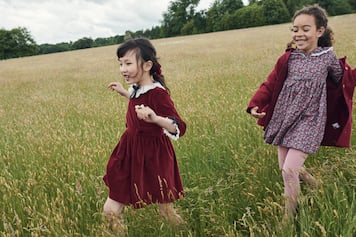 Kleid Eva aus Baumwollsamt mit Spitze | La Coqueta