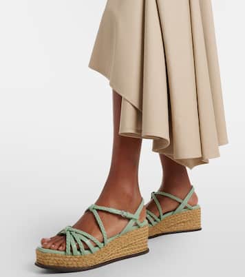 Nyra 브레이디드 레더 에스파드리유 웨지 슈즈 | Jimmy Choo