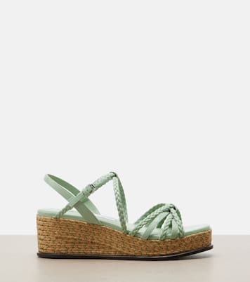 Nyra 브레이디드 레더 에스파드리유 웨지 슈즈 | Jimmy Choo