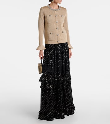 Lace-trimmed polka-dot chiffon maxi skirt | Self-Portrait