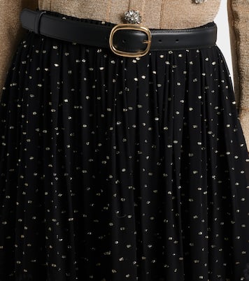 Lace-trimmed polka-dot chiffon maxi skirt | Self-Portrait