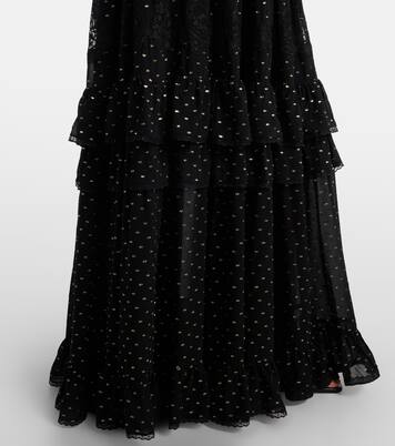 Lace-trimmed polka-dot chiffon maxi skirt | Self-Portrait
