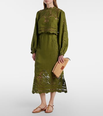 Maude leather-trimmed raffia clutch | Staud