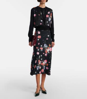 Floral crêpe midi skirt | Erdem