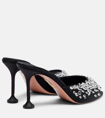 Verzierte Pantoletten Bisous 85 aus Satin | Aquazzura