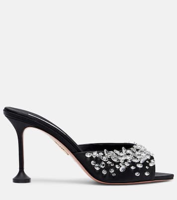 Verzierte Pantoletten Bisous 85 aus Satin | Aquazzura