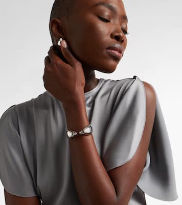 Requin 9kt white gold bangle with diamonds | Yvonne Léon